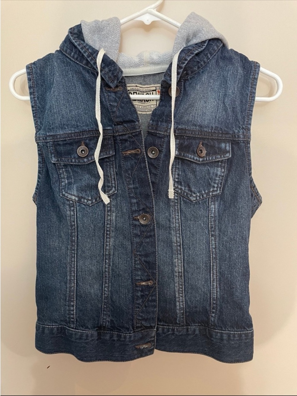 Sleeveless Denim Vest with Grey Hoodie